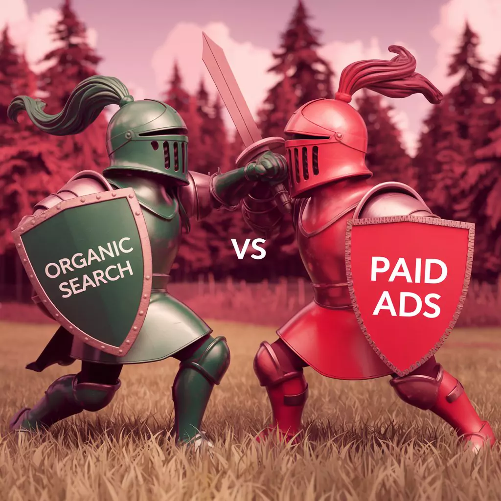 seo vs ppc war cartoon picture